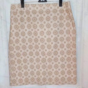 Ann Taylor Cream Eyelet Pencil Skirt, Size 10
